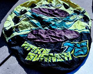 76” Diameter Wake Burner 76 Towable 2 Person Ski Boat Tube with 840 denier nylon cover and Yellow Inner Tube