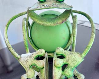 Cute Tambourine Frog Statue