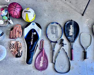 Sports Equipment, Tennis Rackets, Baseball Gloves, and Sports Balls