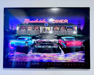 Illuminated Roadside Diner Art