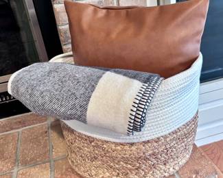 Basket, Throw Pillow and Blanket
