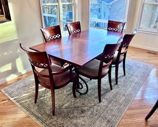 Stickley Furniture Mont Blanc Dining Table and Chairs with Two Leaves Can Seat 12 with Leaves