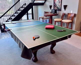 Schmidt Co. Pool Table / Billiards Table with Ping Pong Table Topper