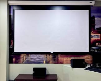 Movie Theater Projector Screen with Remote, JBL Speakers and Chest