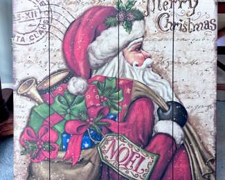 LED Light Up Santa Wooden Sign