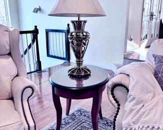 Brass Lamp by Stiffel and Oval End Table