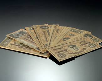 Collection of Antique-Style Confederate States of America Reproduction Currency Bills