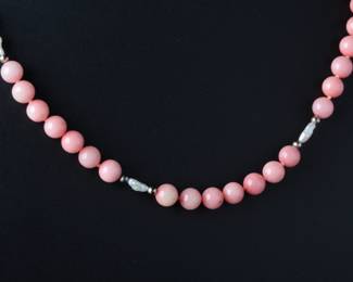 Pink Coral & Freshwater Pearl Beaded Necklace 28in Long, 49.64g