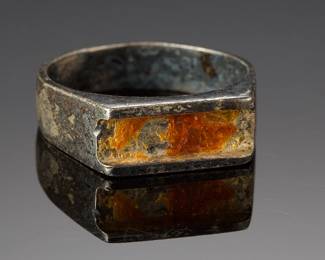 Vintage Brutalist Style Silver Tone Statement Ring - AS-IS, Missing Stone