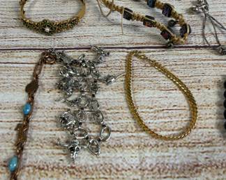 Large Lot Vintage Costume Jewelry Bracelets, Approx 30 Pcs, Bangles, Rhinestones