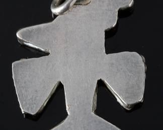 Vintage Multistone Inlay Peyote Bird Pendant Sterling Silver Native American Style