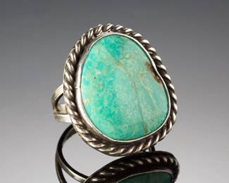 Native American Sterling Silver Turquoise Statement Ring Sz 6.5, 8.07g