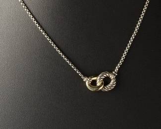 David Yurman 18k Gold Sterling Silver Belmont Curb Link Cable Necklace 17in