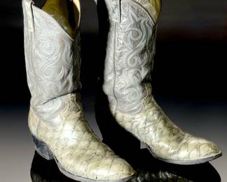 Vintage Dan Post Anteater Cowboy Boots Gray Exotic Skin Western Size 10 B