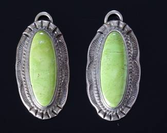 Southwestern Sterling Silver Gaspeite Pendants - Lot of 2
