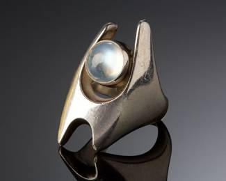 Georg Jensen Henning Koppel #139 Moonstone Ring Sterling Silver Danish Modern