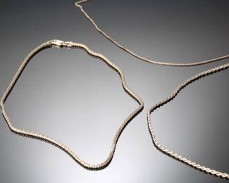 Lot of 3 Vintage .925 Sterling Silver Necklaces - Box, Rope & Serpentine Chains