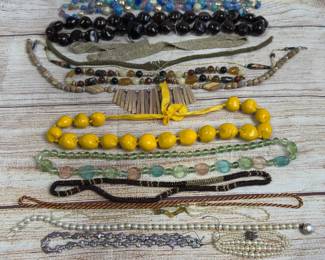 Costume Jewelry Necklace Lot, 15 Pieces, Various Styles & Materials