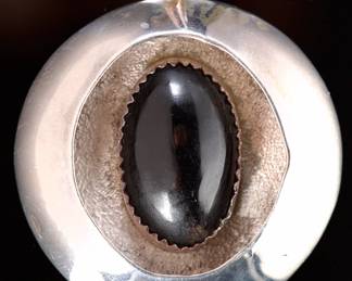 Modernist Sterling Silver & Onyx Shadow Box Pendant - 10.5g