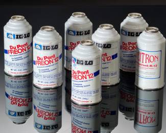 Lot of 7 Sealed Freon 12 R-12 Refrigerant Cans IG-LO Weitron DuPont 12oz