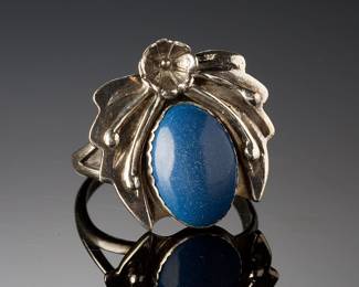 Vintage Native American Sterling Silver Denim Lapis Ring SZ 9 Handcrafted