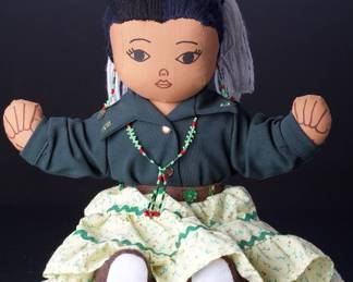 Vintage Navajo Style Native American Fabric Doll - Traditional Attire