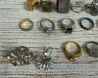 24 Pc Assorted Costume Jewelry Ring Lot Incl. 1 Sterling Silver Ring