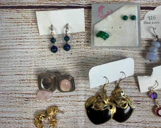 Large Lot of 20 Mixed Earrings, Costume & Sterling Silver, Dangle & Stud