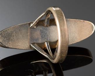 Vintage Native American Sterling Silver Turquoise Inlay Long Oval Ring Size 6.25