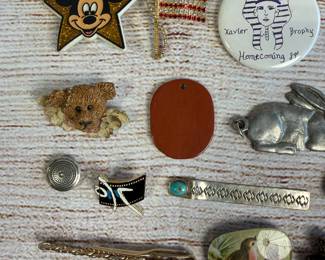 Vintage & Costume Jewelry Lot: Sterling Silver Pins, Pendants, Charms, 50+ Pcs