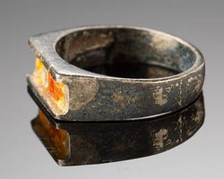 Vintage Brutalist Style Silver Tone Statement Ring - AS-IS, Missing Stone