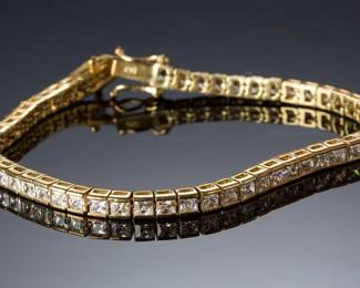 Goldplated Sterling Silver CZ Tennis Bracelet 925 PAJ 7.5in