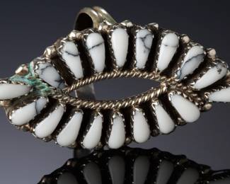 Navajo White Buffalo Turquoise Sterling Silver Ring SZ 8.5 Signed DB Native American