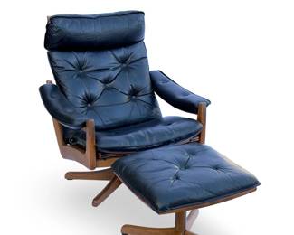 MCM Lied Mbler Norwegian Swivel Lounge Chair and Ottoman