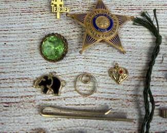 Lot of 30+ Vintage Assorted Collectible Pins, Pendants, Tie Clips, keychains