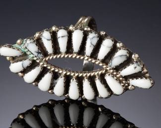 Navajo White Buffalo Turquoise Sterling Silver Ring SZ 8.5 Signed DB Native American