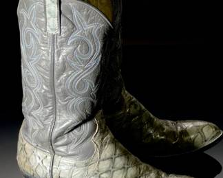 Vintage Dan Post Anteater Cowboy Boots Gray Exotic Skin Western Size 10 B