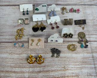 Large Lot of 20 Mixed Earrings, Costume & Sterling Silver, Dangle & Stud