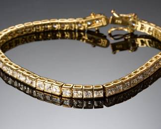 Goldplated Sterling Silver CZ Tennis Bracelet 925 PAJ 7.5in
