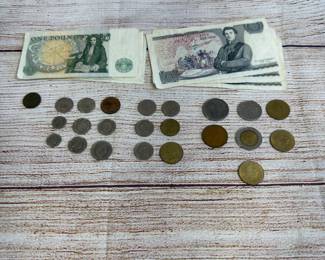 Vintage Foreign Banknotes & World Coins Collection Lot (30 Pcs)