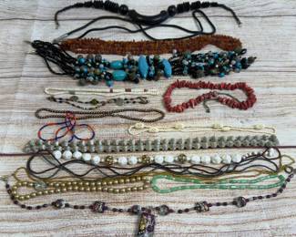 Costume Jewelry Lot of 16 Necklaces, Various Styles & Materials