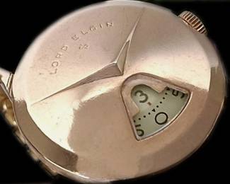 Vintage Lord Elgin Direct Read Chevron Watch 14K Gold Filled Speidel Band