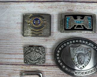Lot of 14 Assorted Vintage & Themed Belt Buckles - Western, Commemorative
