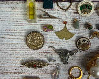 Lot of 50 Vintage Mixed Pins, Pendants & Brooches, Sterling Silver Included
