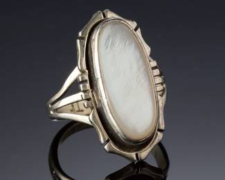 Navajo TF Sterling Silver MOP Ring Sz 6.75 Native American Jewelry