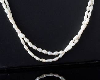 Lot of 2 Fresh Water Baroque Pearl Necklaces | Seed Pearl Strands 34" Each