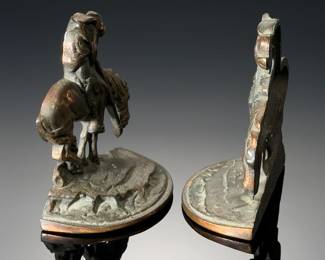 Vintage 1927 End of the Trail Style Bookends Gift House Inc NYC Bronze Clad