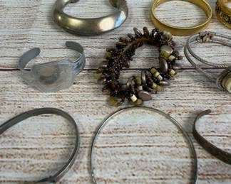 Costume Jewelry Bracelet Lot - 30 Mixed Styles, Bangles, Cuffs, Beaded