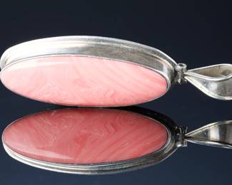 Mexican Modern Sterling Silver Pink Coral Pendant JKI 925