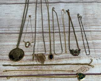 Costume Jewelry Necklace Lot (13) - Various Styles & Tones, Mixed Wear